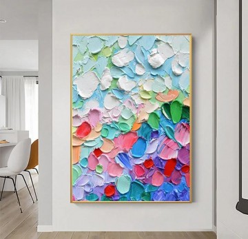 Colored Petals abstract by Palette Knife wall art minimalism Oil Paintings